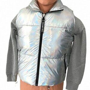 💖MEGA SALE💖Calvin Klein Men's CJCV7010 IRD Puffer Silver Zipper Sleeveless